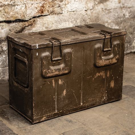 old metal ammo box b166|Vintage 1943 Wartime WW2 B166 Metal Ammo Box .